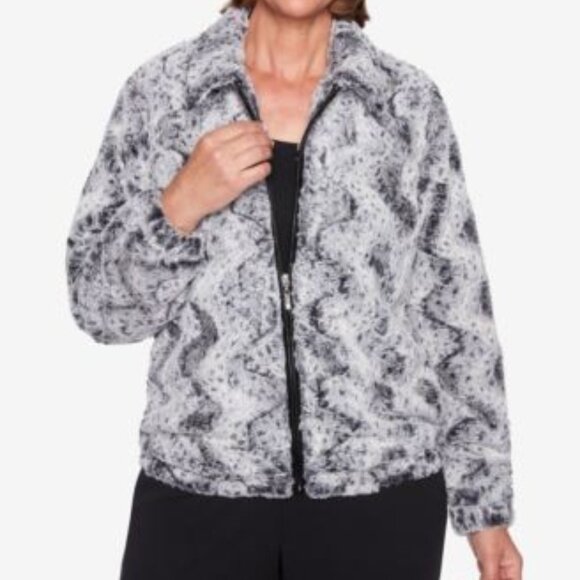 Alfred Dunner Jackets & Blazers - Alfred Dunner Soft Classic Faux Fur Jacket Grey Size 10P